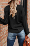 Cut V Neck Roll Up Cuff Knit Sweaterrs