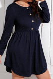 Button Down Elastic Waist Plus Size Mini Dress