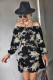 Off Shoulder High Waist Long Sleeves Floral Dress