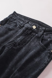 Leopard Patchwork Distressed Skinny Jeans