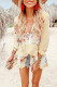 Yellow Floral Print V Neck Ruffled Blouse