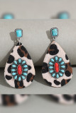Brown Hairy Leopard with Turquoise Earrings MOQ 5pcs