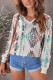 V Neck Long Sleeve Aztec Print Top with Pocket