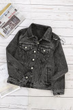 Gray Wash Button Pocket Denim Jacket