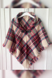 Plaid Horn Button Cape Scarf MOQ 3pcs