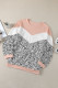 Color Block Leopard Patchwork Plus Size Long Sleeve Top
