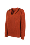 Plain Slope V Neck Pullover Sweaters