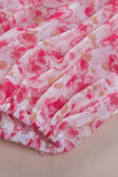 Floral Print V Neck Long Puff Sleeve Top