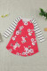Red Spring Fling Floral Striped Sleeve Short Dress for Kids