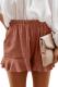 Rust Red Linen Cotton Pocketed Flutter Shorts