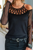 Polka Dot Cold Shoulder Long Sleeves Top