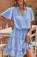 Sky Blue V Neck Ruffled Swing Mini Dress