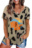 Here Comes the Sun Leopard Printed Casual Loose Short Sleeve T-shirt