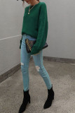 Cable Knit Sleeves Plain Pullover Sweaters