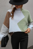Wavy Knit Color Block Pullover Sweaters