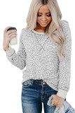 Gray Long Sleeve Leopard Print Top