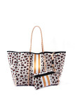 Striped Neoprene Tote Bag with Purse Unishe Wholesale MOQ 3PCS