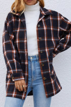 Button Pockets Plaid Shacket Coat