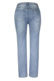 Crossover Waist Ripped Stretch Jeans Pants Unishe Wholesale