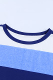 Blue Colorblock Long Sleeves Tunic Top