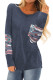 Gray Aztec Patchwotk Long Sleeve Top