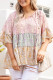 Multicolor Floral Jacquard Color Block Ruffled Plus Size Blouse