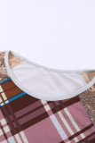 Sequin Shoulder Splicing Plaid Long Sleeve Top