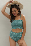 Sky Blue Floral Print Crop Top Bikini Set