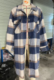 Button Up Pockets Plaid Long Coat