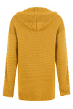 Plain Cable Knit Front Open Sweater Cardigans with Hood