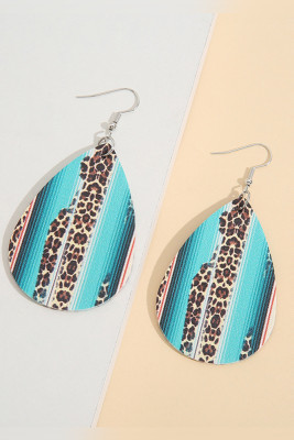 Western Stripe Leopard Print PU Earrings MOQ 5pcs