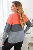 Gray Crew Neck Colorblock Plus Size Sweashirt