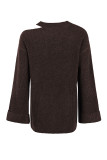 Solid Color Cold Shoulder Long Sleeve Sweater