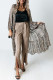 Gray Snakeskin Print Ruffled Open Front Long Cardigan