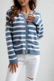 Striped Button Down Open Sweater Cardigan