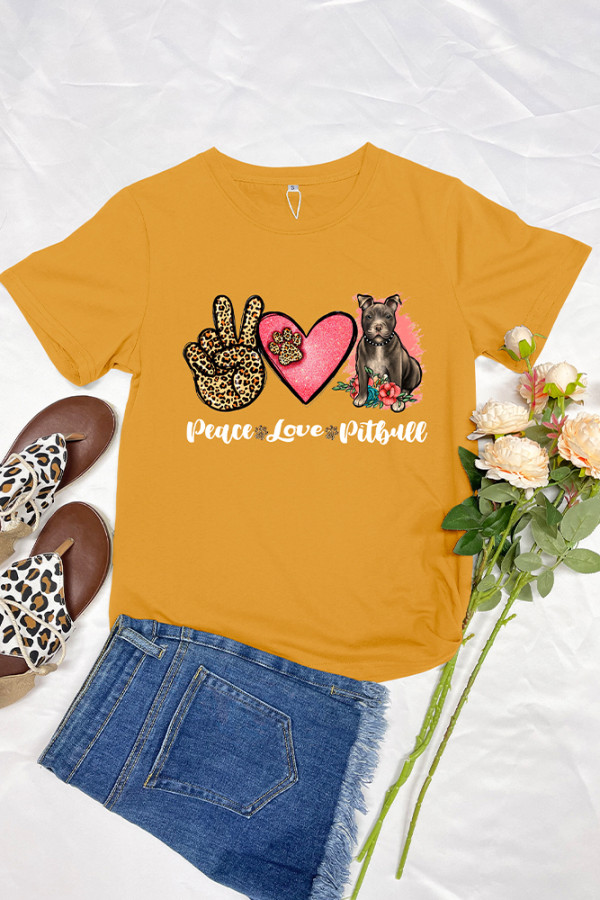 Peace Love Pitbull Short Sleeve Graphic Tee Unishe Wholesale