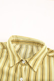 Yellow Striped Buttons Closure Long Sleeve Shirt