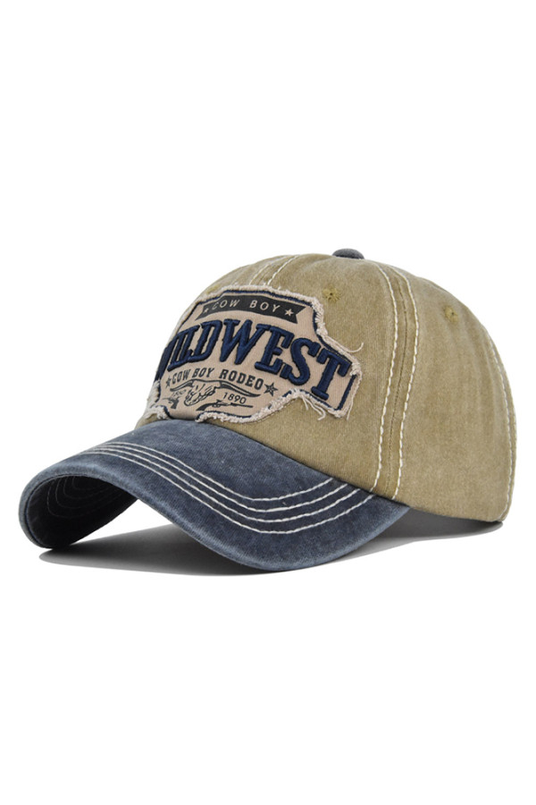 Wildwest Emboridery Patchwork Baseball Hat MOQ 3pcs