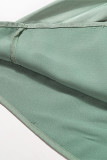 Green Spaghetti Strap Ruffled Satin Maxi Dress