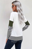 Leopard Splicing Stripes Top