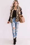 Khaki Leopard Sherpa Jacket Vest