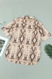 Brown Snake Print Short Sleeve Shirt