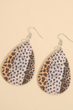 Leopard Color Block PU Earrings Unishe Wholesale MOQ 5pcs