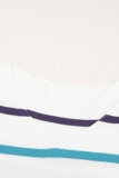 Plus Size Multicolor Striped Knit Short Sleeve Top