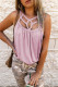 Pink Hollow-out Tank Top
