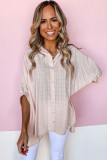 Pink Button Front Dolman Sleeves Shirt