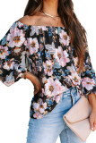 Black Floral Off The Shoulder Blouse