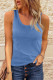Blue Scoop Neck Basic Solid Tank Top