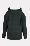 Plain Cold Shoulder Strappy Sweaters