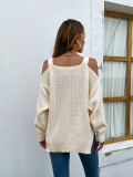 Plain Cold Shoulder Strappy Sweaters